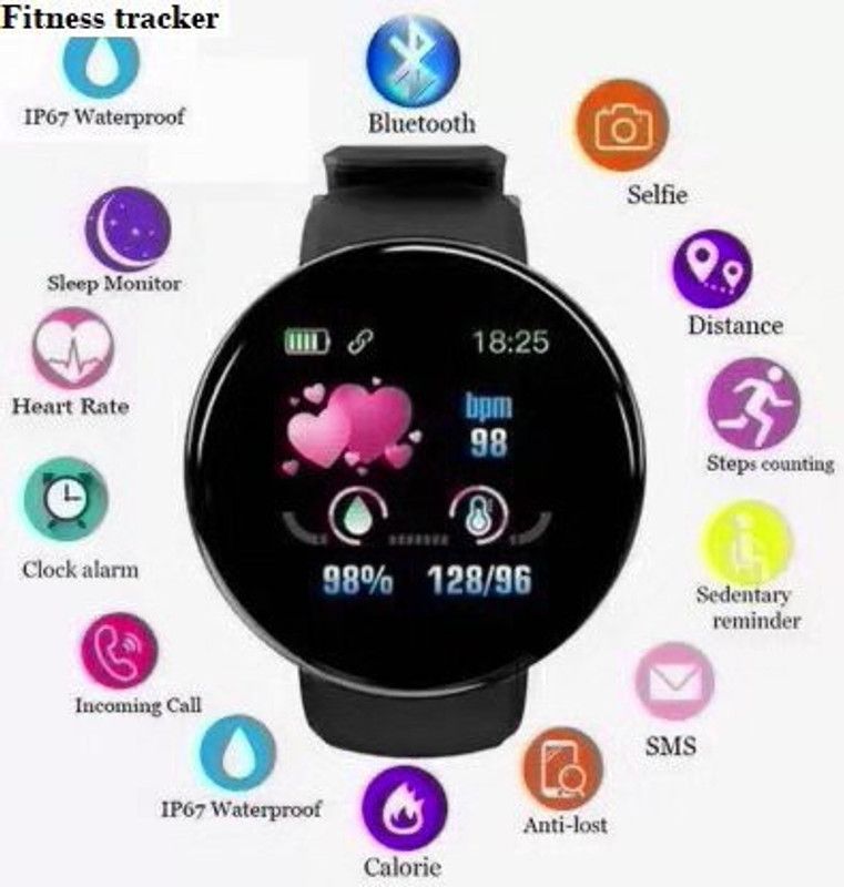 Actariat PA308 D18_PRO ACTIVITY TRACKER BLUETOOTH SMART WATCH BLACK(PACK OF 1) Smartwatch  (Black Strap, free)