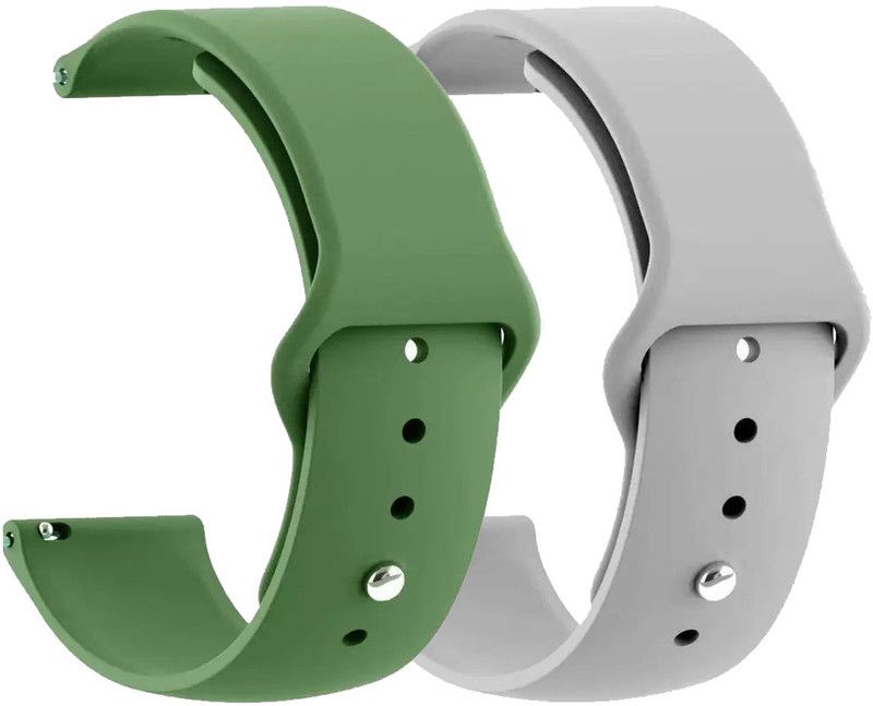 AOnes Pack of 2 Silicone Belt Watch Strap for Pebble Spectra Pro Smart Watch Strap  (Green, Grey)