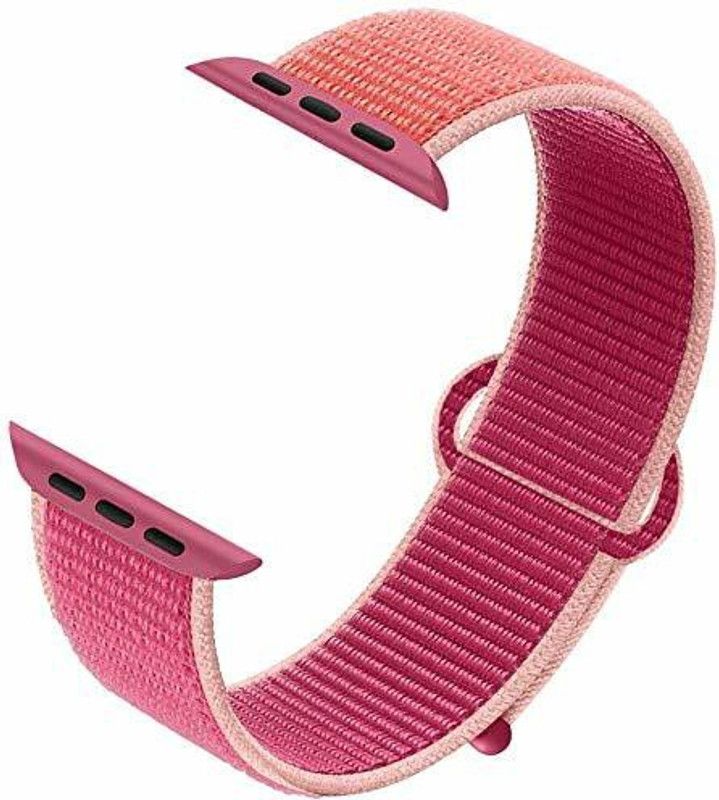Big Wings Soft Lightweight Breathable Nylon Loop Sport Strap Band Smart Watch Strap  (Pink, Orange)