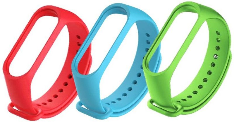 AMANDO Smart Band Strap For MI BAND M4 & M3 (Not For M2) Set of 3 Pcs Smart Band Strap  (Mullti Color)