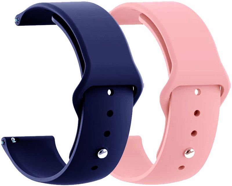 AOnes Pack of 2 Silicone Belt Watch Strap for Intex Fitrist Active Smart Watch Strap  (Blue, Pink)