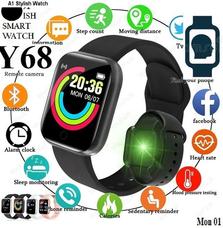 ACTARIAT -MA_NOV-Y68_130 Smartwatch  (Black Strap, Free)