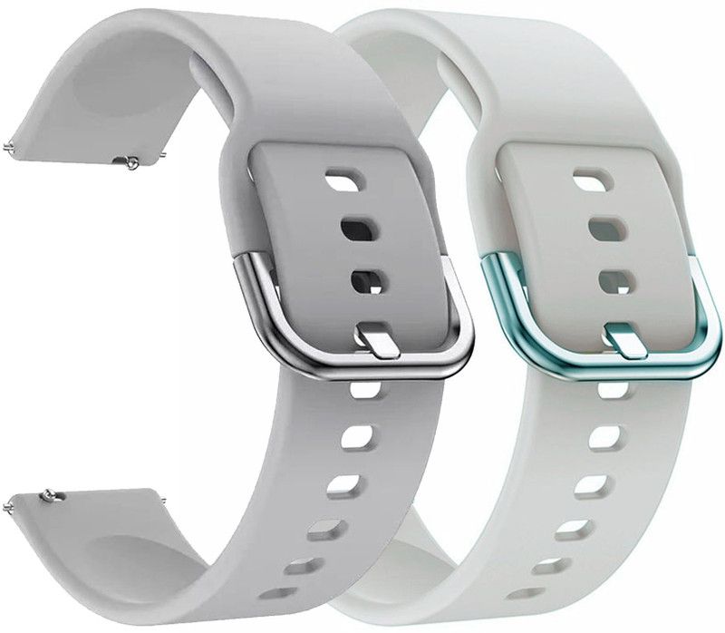 AOnes Pack of 2 Silicone Belt Watch Strap with Metal Buckle for Boat Wave Ultima Smart Watch Strap  (Grey, White)