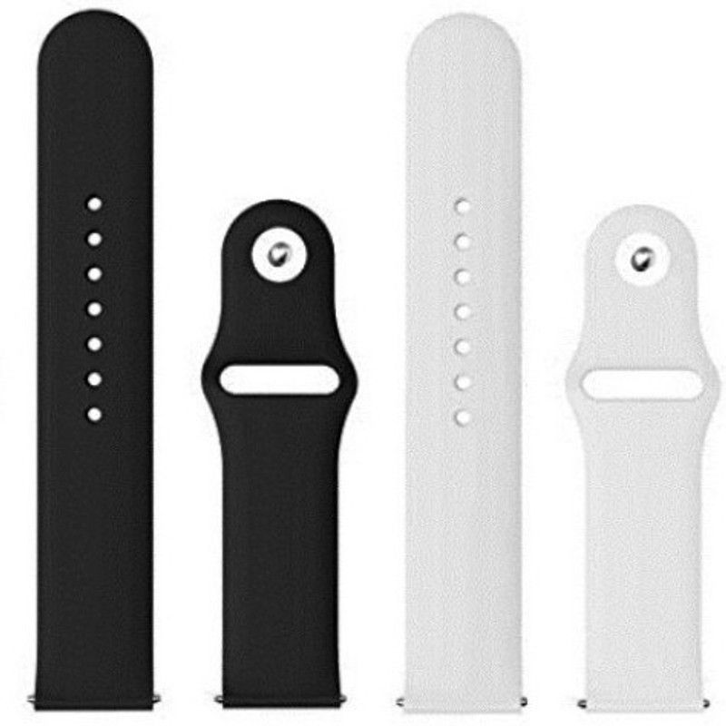 BLACK LOVIES 22 mm Soft Silicon Smartwatch Strap Compatible with Noice Color Fit Vision. Smart Watch Strap  (Black, White)