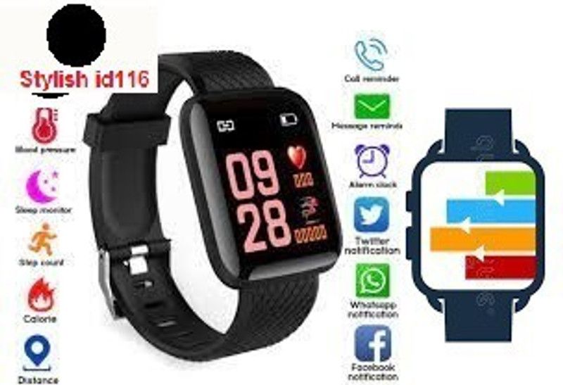 BYMAYA A1356 ID116_ADVANCE ACTIVITY TRACKER MULTI FACES SMART WATCH (PACK OF 1) Smartwatch  (Black Strap, Free)