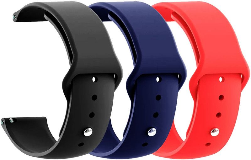 AOnes Pack of 3 Silicone Belt Watch Strap for Intex Fitrist Active Smart Watch Strap  (Black, Blue, Red)