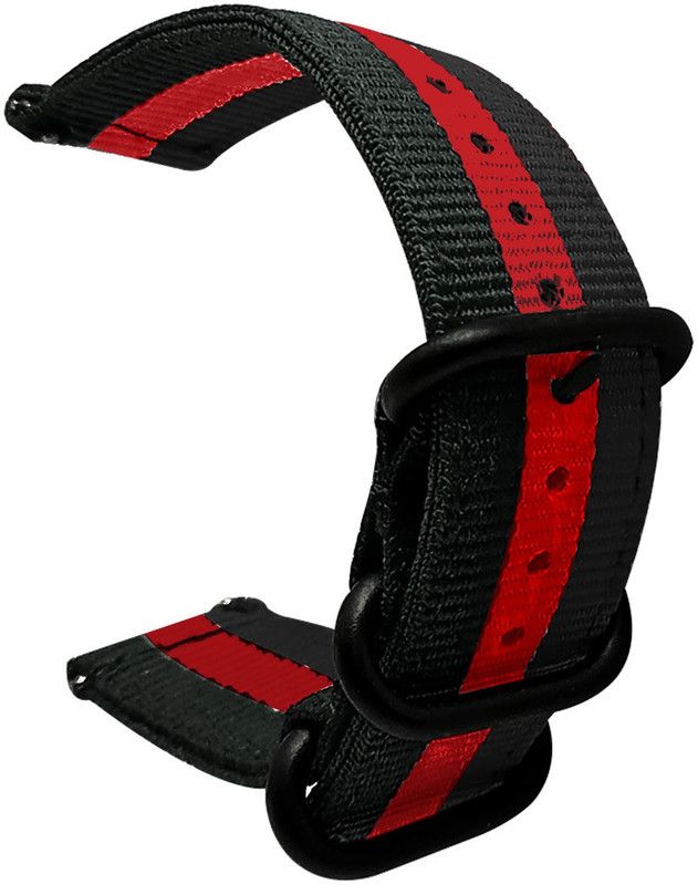 LIRAMARK 20MM Quick Release NATO Nylon Watch Band Canvas Series Watch Strap for Watches with 20MM lugs Width (Red &Black) Smart Watch Strap  (Mullti Color)