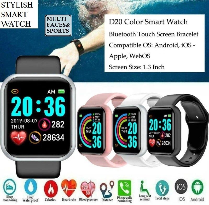 Bashaam OP1768_D20 MAX MULTI FACES BLUETOOTH SMART WATCH BLACK(PACK OF 1) Smartwatch  (Black Strap, free)