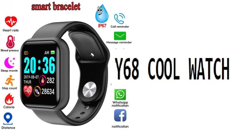Bygaura A333_D20 PRO HEART RATE SMART WATCH BLACK ONLY (PACK OF 1) PRO Smartwatch  (Black Strap, free)
