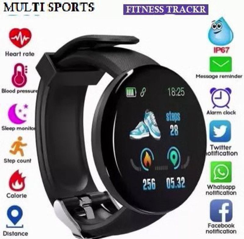 Bydye A128 D18_ PRO HEART RATE MULTI SPORTS SMART WATCH BLACK (PACK OF 1) Smartwatch  (Black Strap, free)