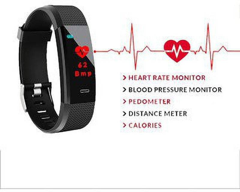 Bymaya A282-id115 MAX MULTI FACES STEP COUNT SMART BAND BLACK(PACK OF 1)  (Black Strap, Size : FREE)