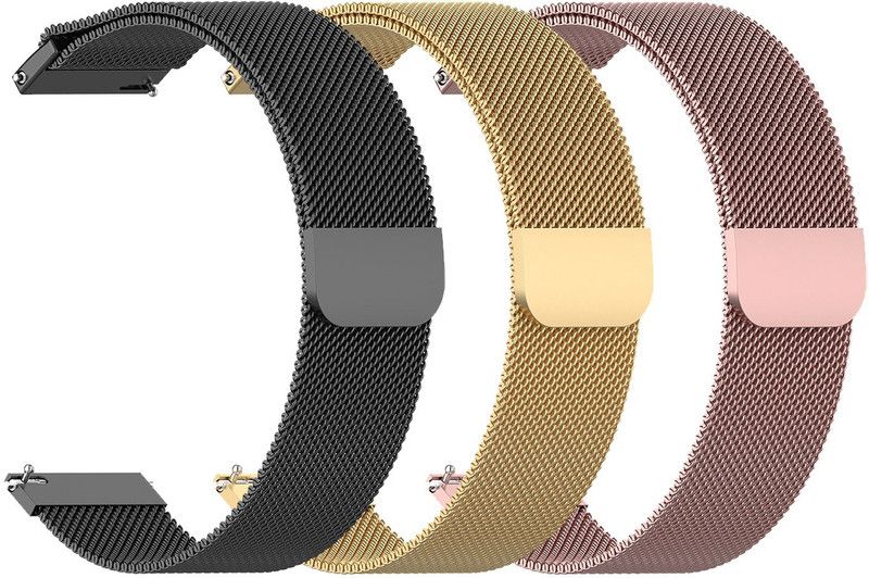 AOnes Pack of 3 Magnetic Loop Watch Strap for Amazfit Gtr 4 Smart Watch Strap  (Black, Gold, Pink)