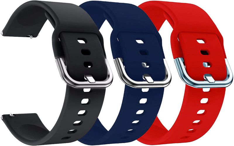AOnes 20MM Pack of 3 Silicone Watch Strap Belt for Amazfit Zepp E Square Version Smart Watch Strap  (Black, Blue, Red)