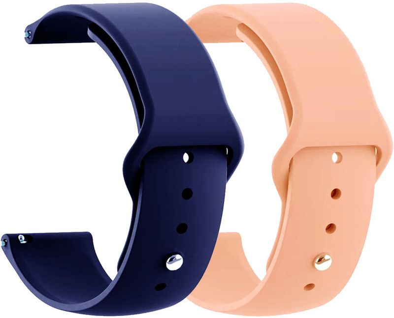 AOnes Pack of 2 Silicone Belt Watch Strap for Noise Colorfit Icon 2 Vista Smart Watch Strap  (Blue, Pink)