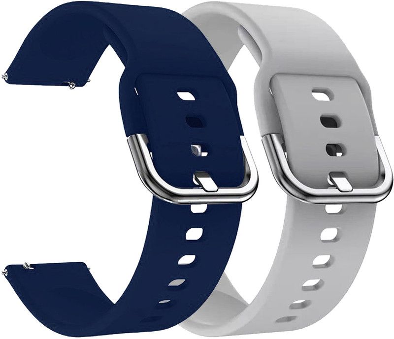 AOnes Pack of 2 Silicone Belt Watch Strap with Metal Buckle for Alt Hustle Smart Watch Strap  (Blue, Grey)