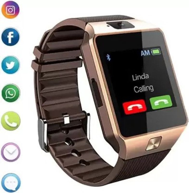 NKL Smart Android Watch Sim and Memory Card Supported With Camera Stylish Look Smartwatch  (Brown Strap, FREE)