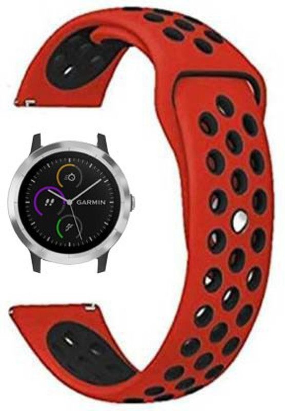 Appysun 22mm Red Black Silicone Sport Band Strap Garmin Vivo Active 4 Smart Watch Strap  (Red)