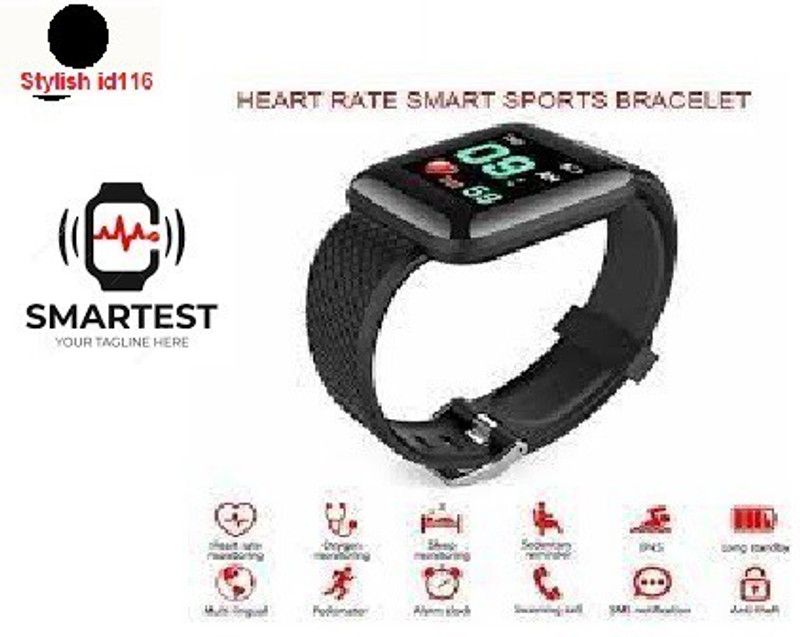 ACTARIAT A1755 ID116_PLUS ACTIVITY TRACKER MULTI FACES SMART WATCH (PACK OF 1) Smartwatch  (Black Strap, Free)
