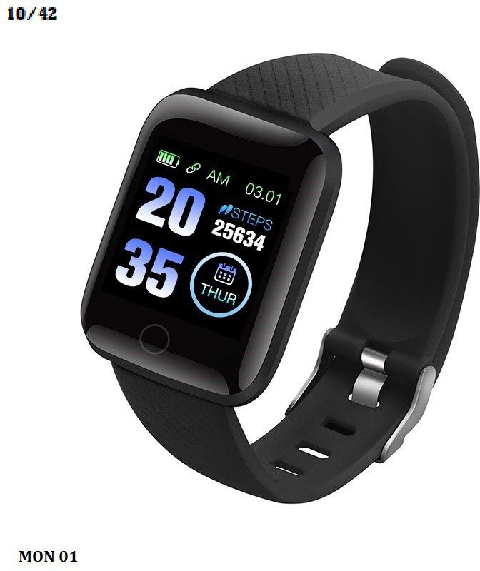 Bymaya A468(ID116) HEART RATE ACTIVITY TRACKER SMART WATCH(PACK OF 1)(PACK OF 1) Smartwatch  (Black Strap, free)