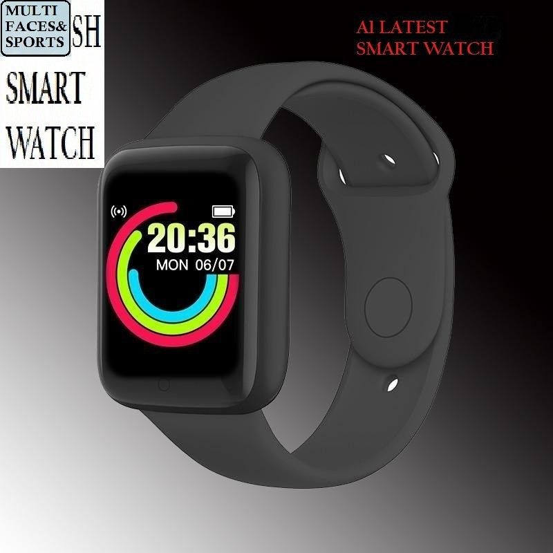 Bashaam OP1183_D20 LATEST HEART RATE STEP COUNT SMART WATCH BLACK(PACK OF 1) Smartwatch  (Black Strap, free)