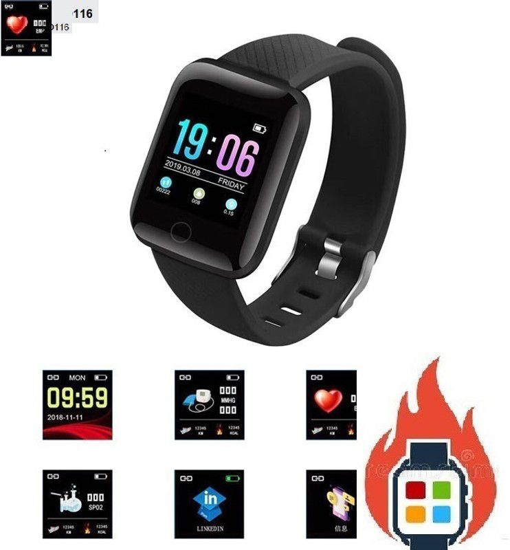 ACTARIAT A2713 ID116_LATEST FITNESS TRACKER ACTIVITY TRACKER SMART WATCH (PACK OF 1) Smartwatch  (Black Strap, Free)