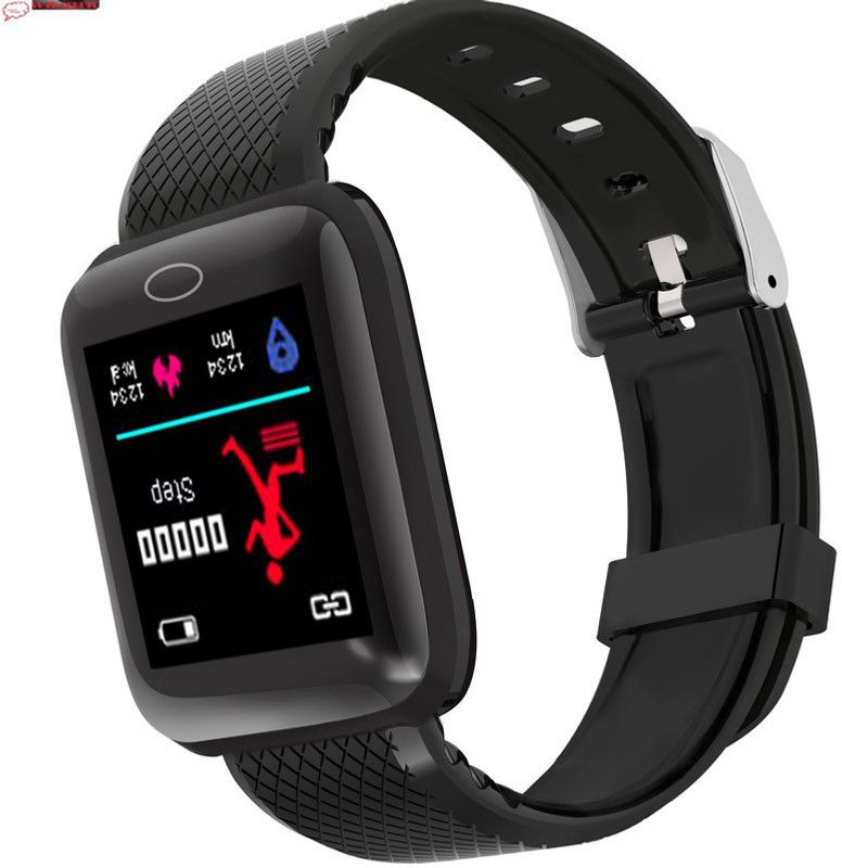 Bashaam E1219 LATEST_ID116 ACTIVITY TRACKER SLEEP TRACKER SMART WATCH BLACK (PACK OF 1) Smartwatch  (Black Strap, Free)