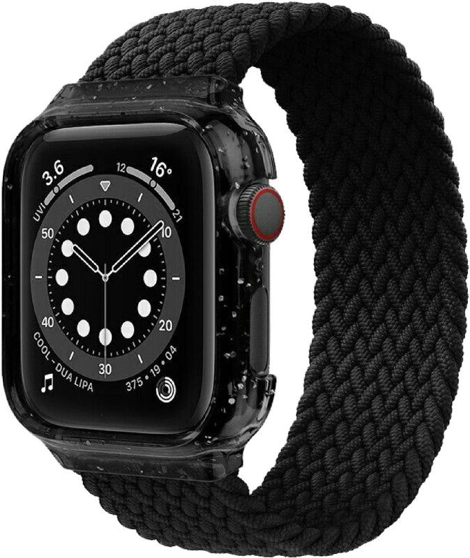 Ineix Solo Loop Watch Band Strap With Frame Scree Case Protector 44mm Black Smart Watch Strap  (Black)