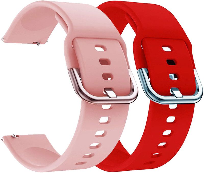 AOnes Pack of 2 Silicone 20mm Watch Strap with Metal Buckle for Inbase Urban Lyf Smart Watch Strap  (Pink, Red)