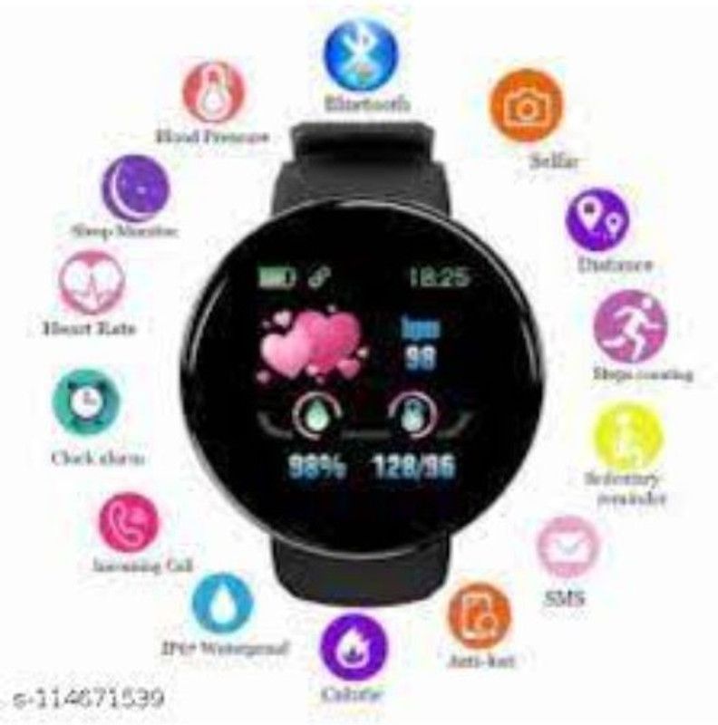 Syara CWC_111C_D18 Smart band Smartwatch  (Black Strap, Free)