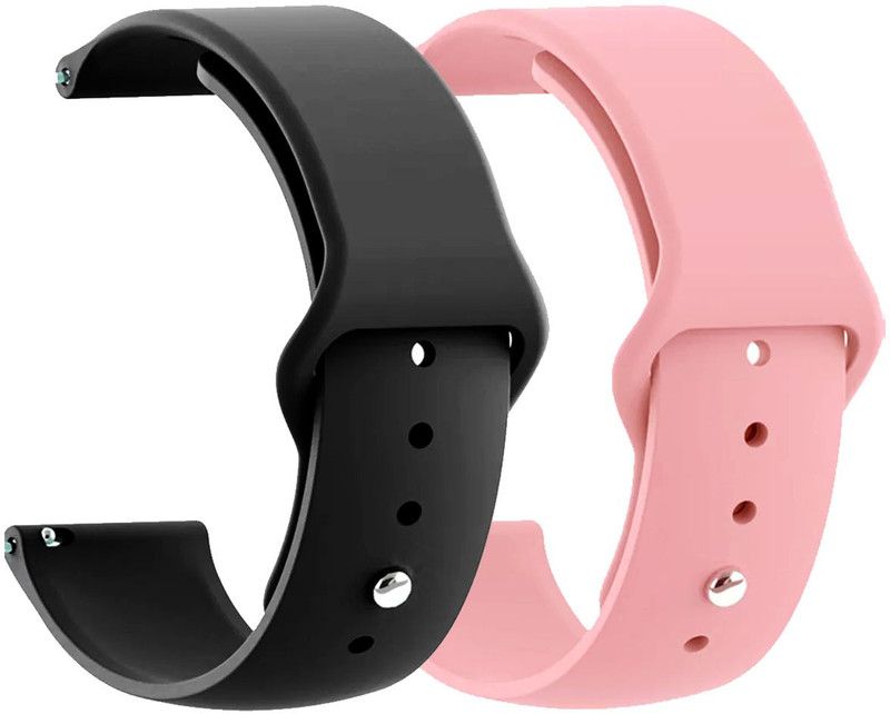 AOnes Pack of 2 Silicone Belt Watch Strap for Ticwatch E Smart Watch Strap  (Black, Pink)