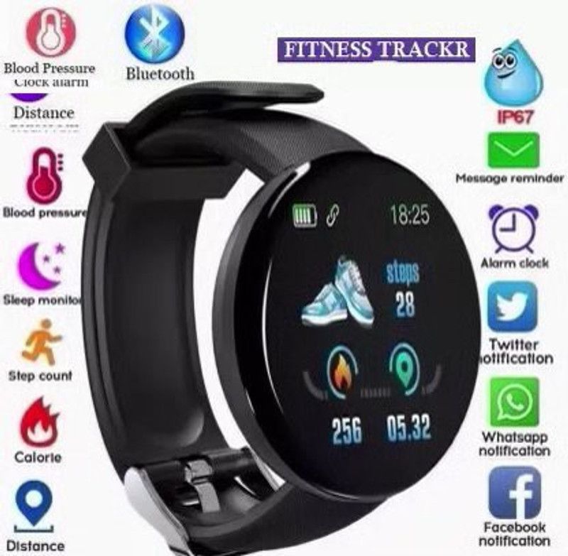 BASHAAM AQ924 D18_ADVANCE SLEEP TRACKER BLUETOOTH SMART WATCH BLACK(PACK OF 1) Smartwatch  (Black Strap, Free)