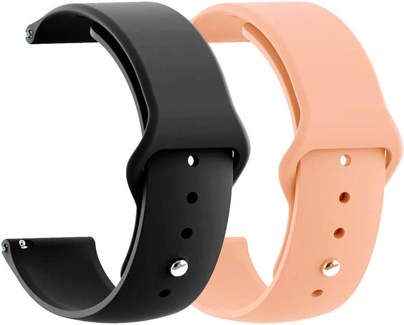 AOnes Pack of 2 Silicone Belt Watch Strap for Noise Noisefit Core 2 Buzz Smart Watch Strap  (Black, Pink)