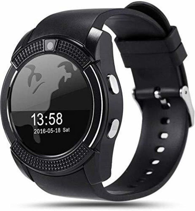 REEPUD v8 black bleutooth watch Smartwatch  (Black Strap, free size)