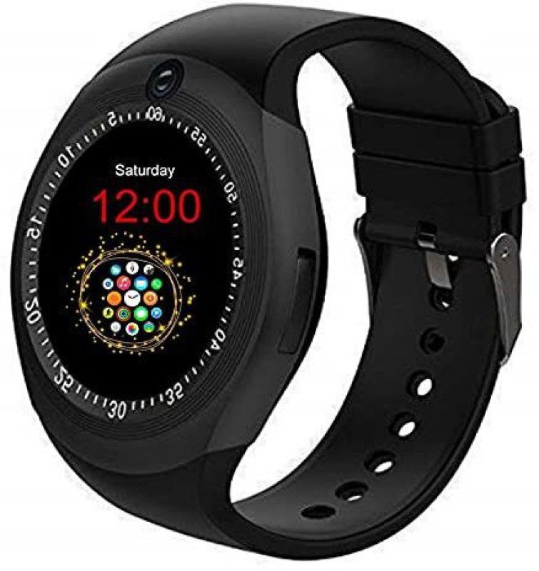 Tech Beast Y1S Touch Screen Smart Wrist Watch Smartwatch  (Black Strap, FREE SIZE)