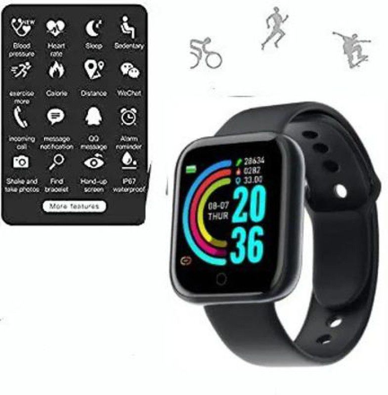 Narayan Enterprisesss Y68 Plus Bluetooth Smart Fitness Watch Smartwatch  (Black Strap, Free size)