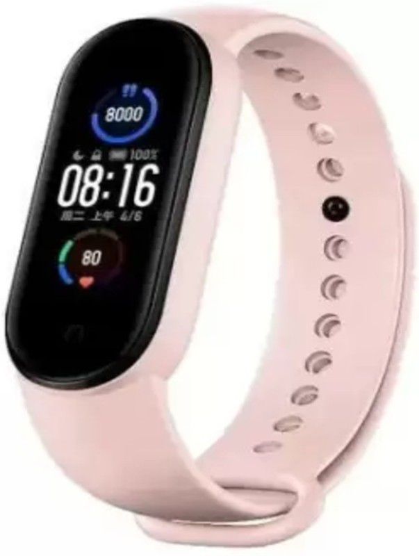 HUG PUPPY M5 Smart Fitness Band Daily Activity Tracker, Heart Rate (Baby Pink Strap)  (Baby Pink Strap, Size : Medium)