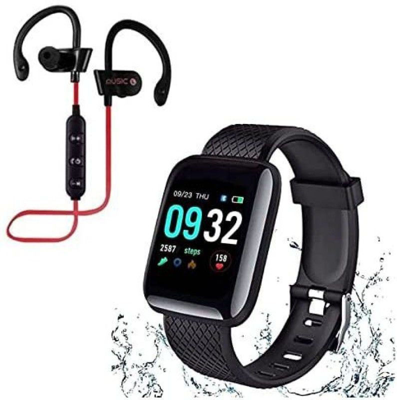 Rhobos Smart Watch D116 Touchscreen Smart Watch Bluetooth 1.3" Smart Watch LE  (Black Strap, Size : Free Size)
