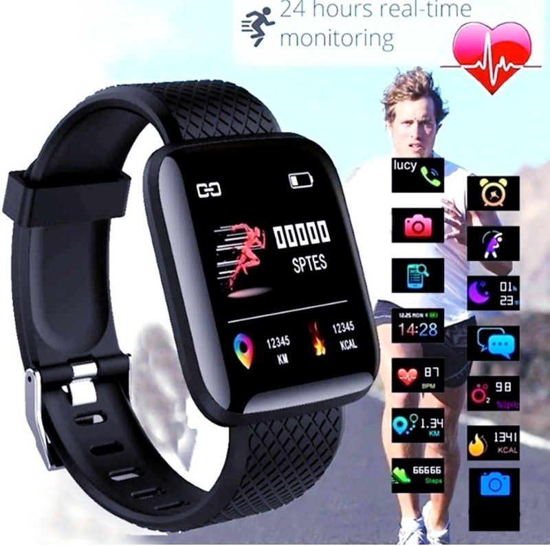 Bygaura Id116 black smart watch for unisex Smartwatch  (Black Strap, Free size)