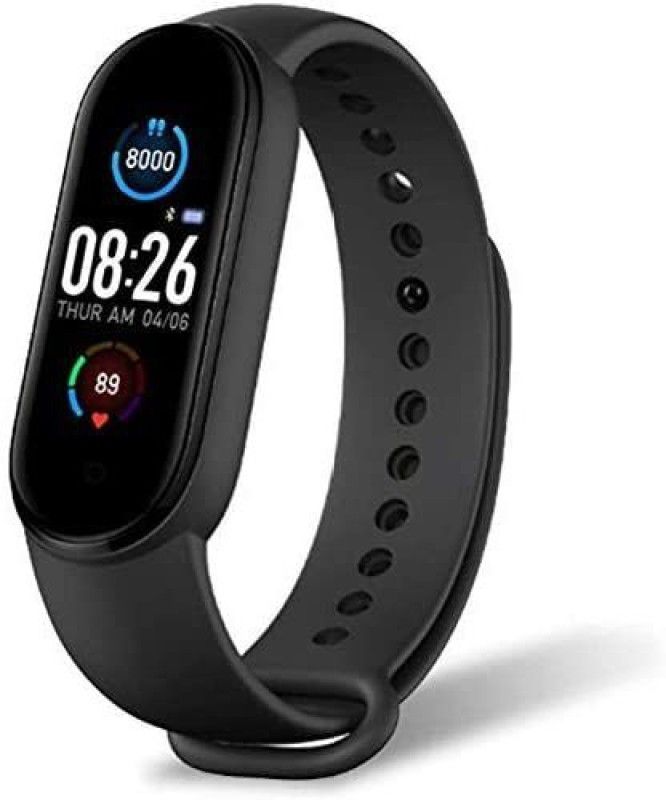 Rhobos M5 Smart Watch Band Fitness Heart Rate with Activity Tracker Waterproo  (Black Strap, Size : Free Size)