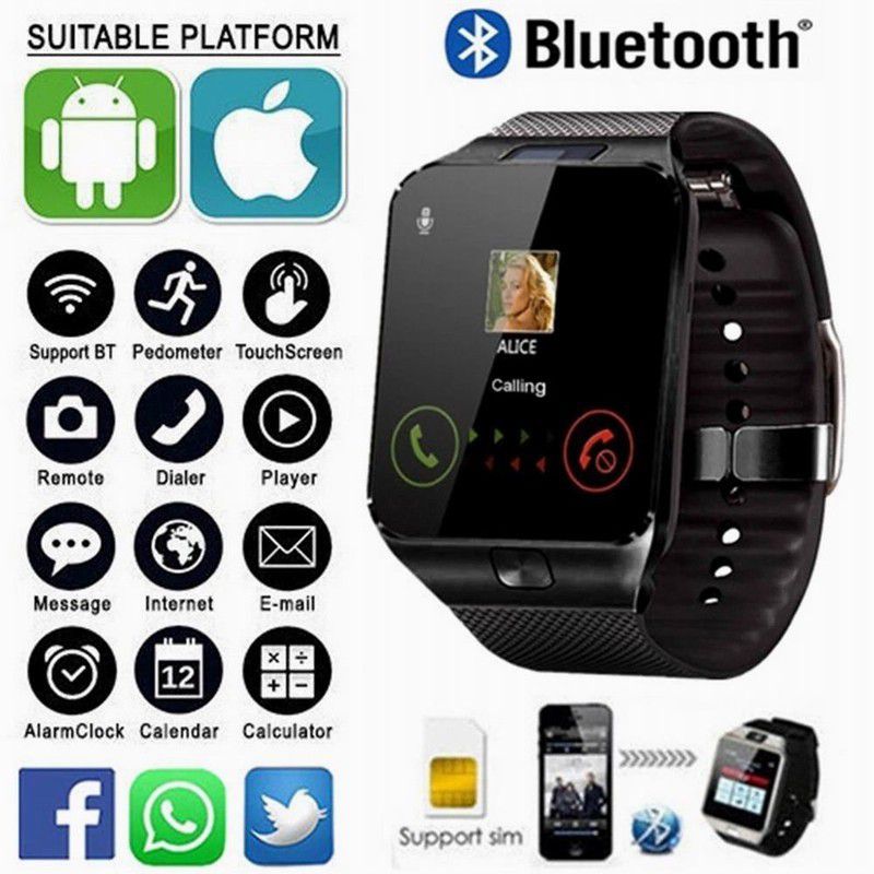 SYARA NEB_126H Dz09 Smart Watch Smartwatch  (Black Strap, Free Size)