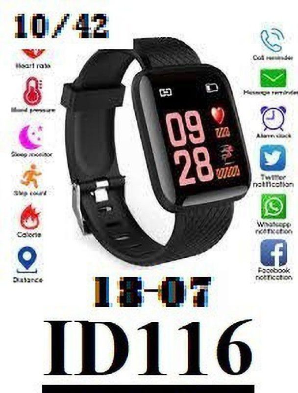 Bygaura A119(ID116) MULTI SPORTS STEP COUNT SMART WATCH(PACK OF 1)(PACK OF 1) Smartwatch  (Black Strap, free)
