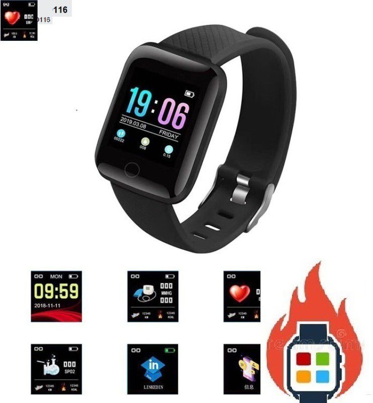 ACTARIAT A2713 ID116_LATEST FITNESS TRACKER ACTIVITY TRACKER SMART WATCH (PACK OF 1) Smartwatch  (Black Strap, Free)