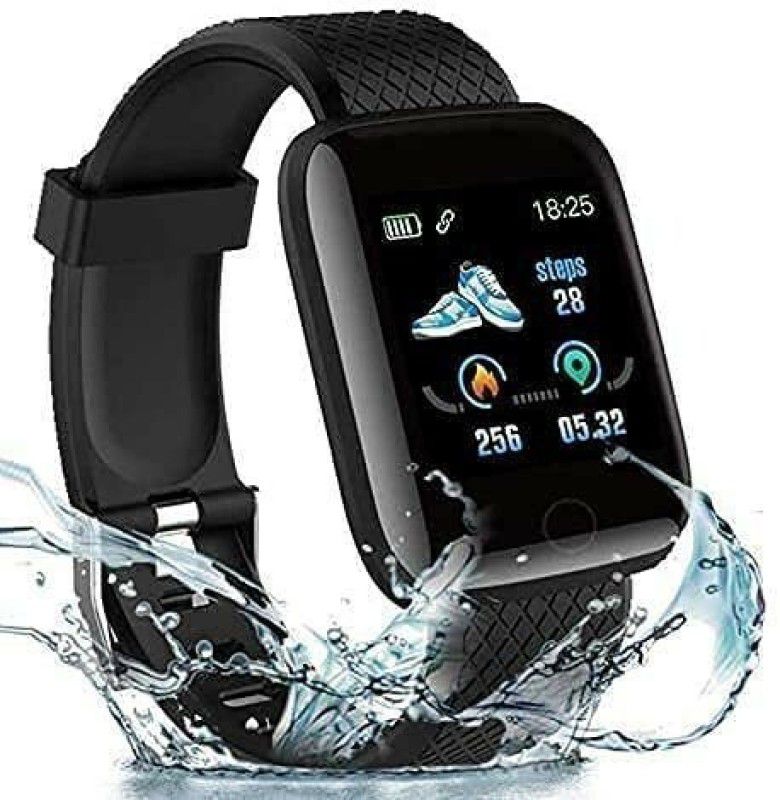 CHIWAY ID-116 Plus Bluetooth Smart Fitness Watch with Active Heart Rate Activity Smartwatch  (Black Strap, FREE SIZE)