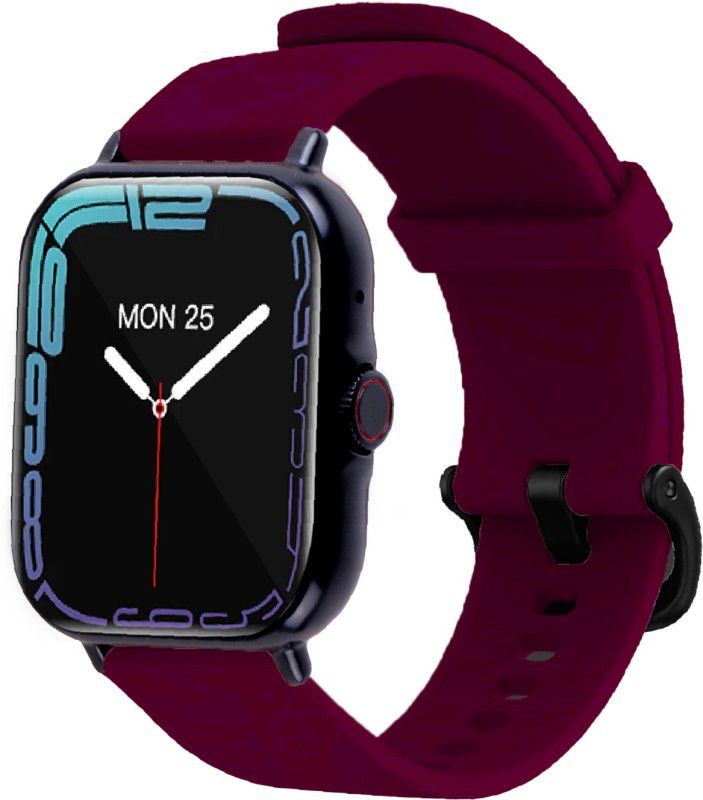 Foxne Point Smart Watch 1.78 Inch Full Touch Screen Wrist Watch Heart Rate Smartwatch  (Maroon Strap, Free)