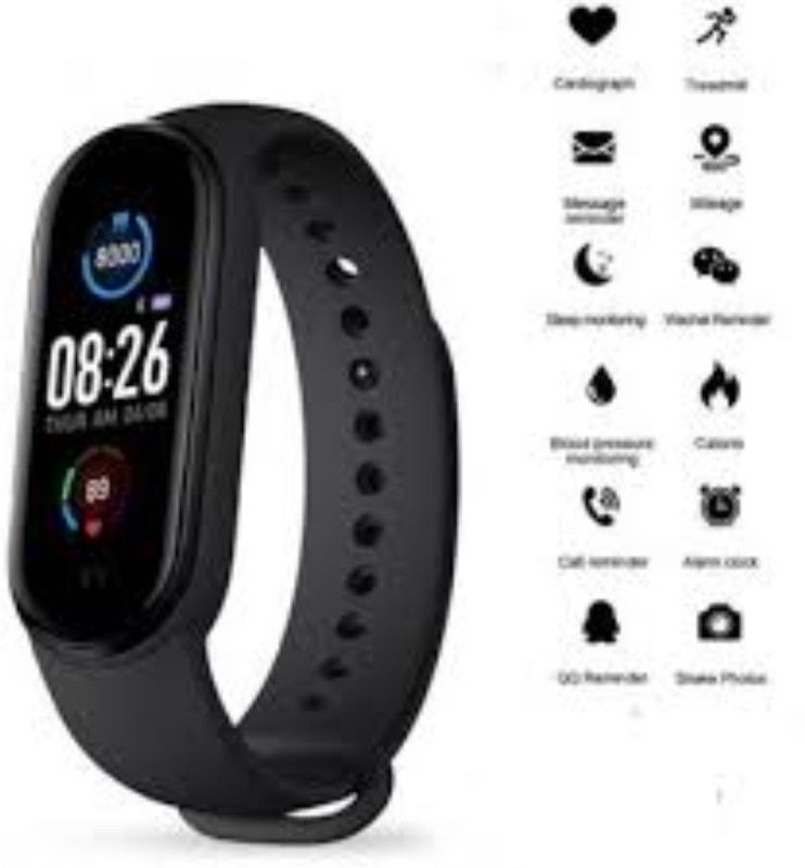 Clairbell BAQ_309F_M6 Smart band compatiable with all Smartphones  (Black Strap, Size : Free Size)