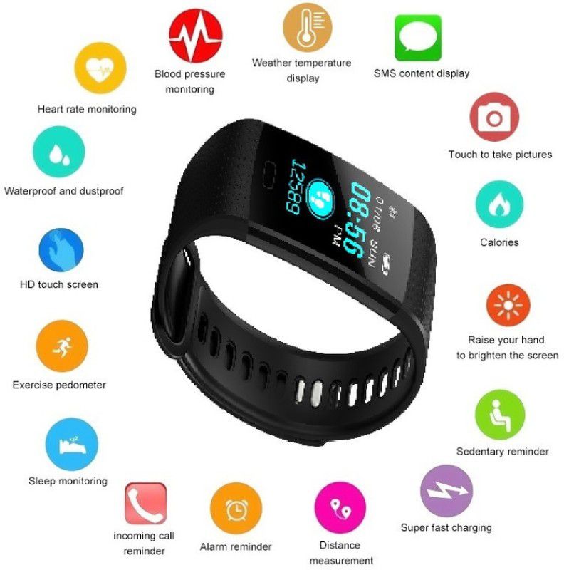 Bymaya A133-id115 ADVANCE MULTI FACES ACTIVITY TRACKER SMART BAND BLACK(PACK OF 1)  (Black Strap, Size : FREE)