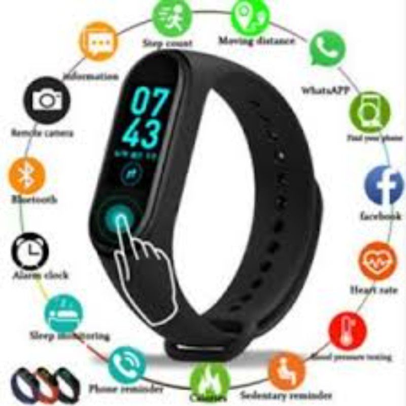Clairbell DNN_261V_M4 Smart band compatiable with all Smartphones  (Black Strap, Size : Free Size)