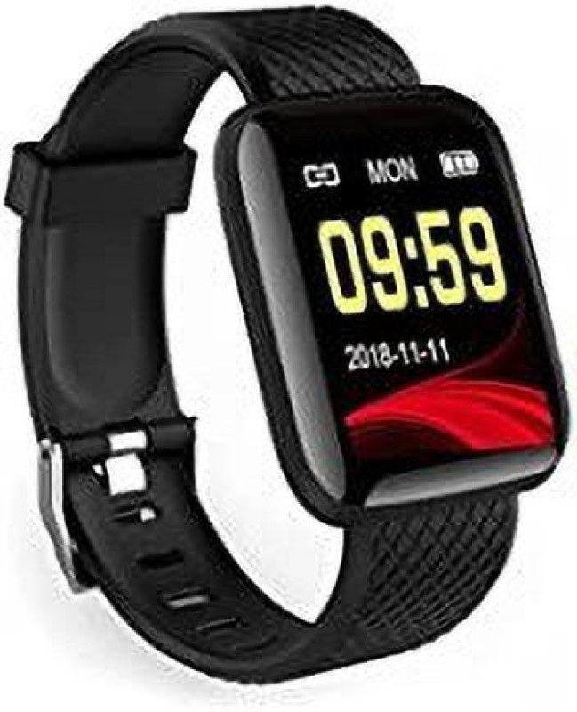 Emmqura ID-116 Wireless Fitness Smart Band for Men, Women & Kids Smartwatch  (Black Strap, FREE)
