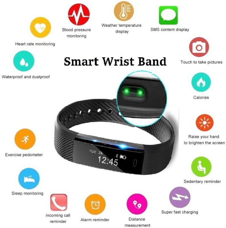 Bymaya A90-id115 ULTRA MULTI FACES STEP COUNT SMART BAND BLACK(PACK OF 1)  (Black Strap, Size : FREE)