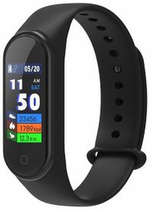 Raysx M4 Smart Band With Heart Monitoring  (Black Strap, Size : free)